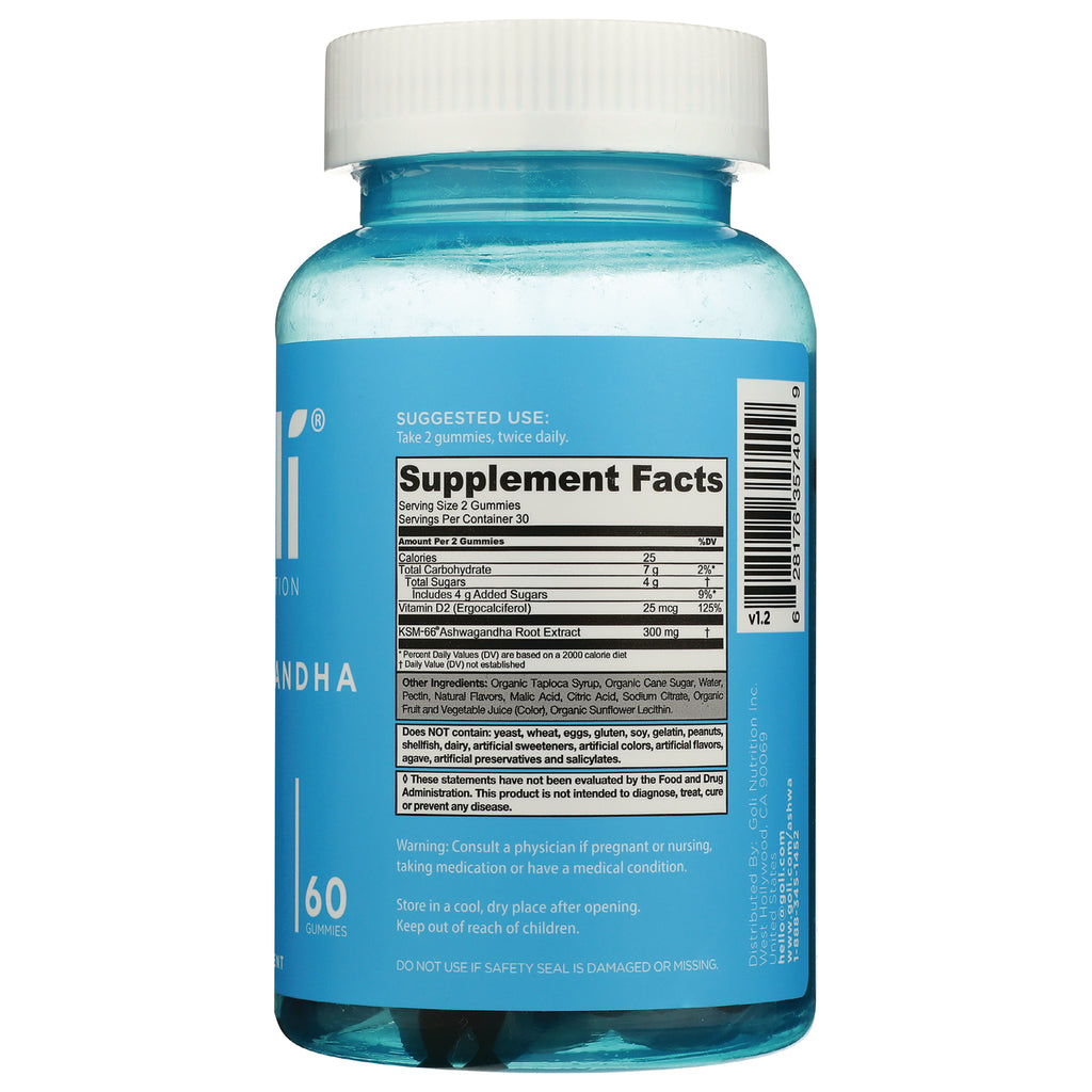 GOL003 | Back of blue gummy bottle showing Supplement Facts panel, ingredient text, and barcode - Thumbnail