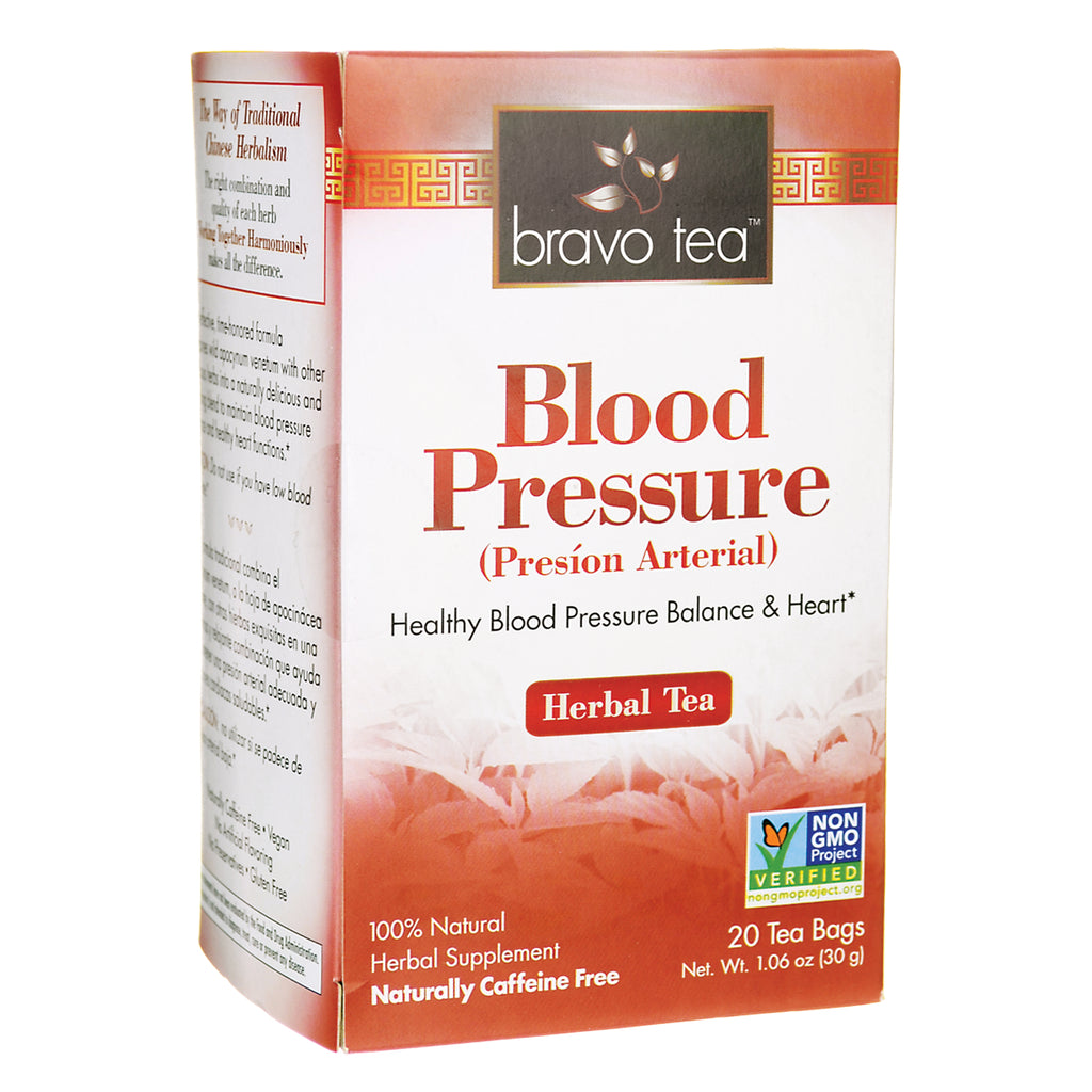 BVT001 | Bravo Tea Blood Pressure herbal tea box front showing Blood Pressure (Presin Arterial), Non-GMO label, 20 tea bags - Thumbnail