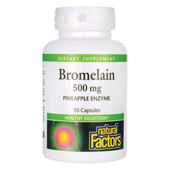 NFC012 | Bromelain 500 mg pineapple enzyme supplement bottle, 90 capsules, Natural Factors