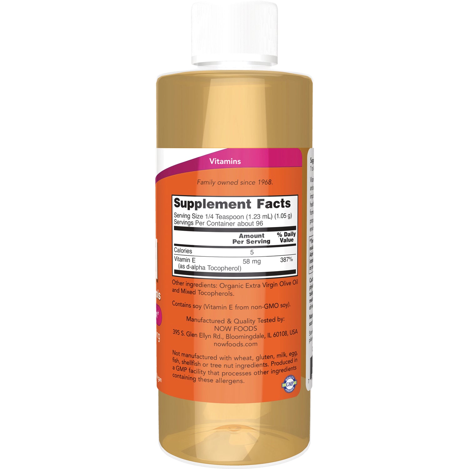 NWF276 | back of vitamin bottle showing Supplement Facts panel and ingredients label