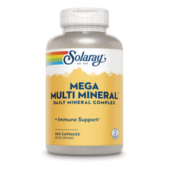 SLR549 | Solaray Mega Multi Mineral daily mineral complex, Immune Support, 200 capsules bottle front label