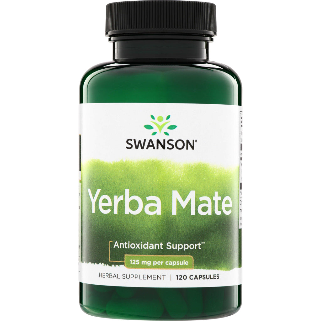 SW1103 | Swanson Yerba Mate herbal supplement bottle, Antioxidant Support, 125 mg per capsule, 120 capsules - Thumbnail