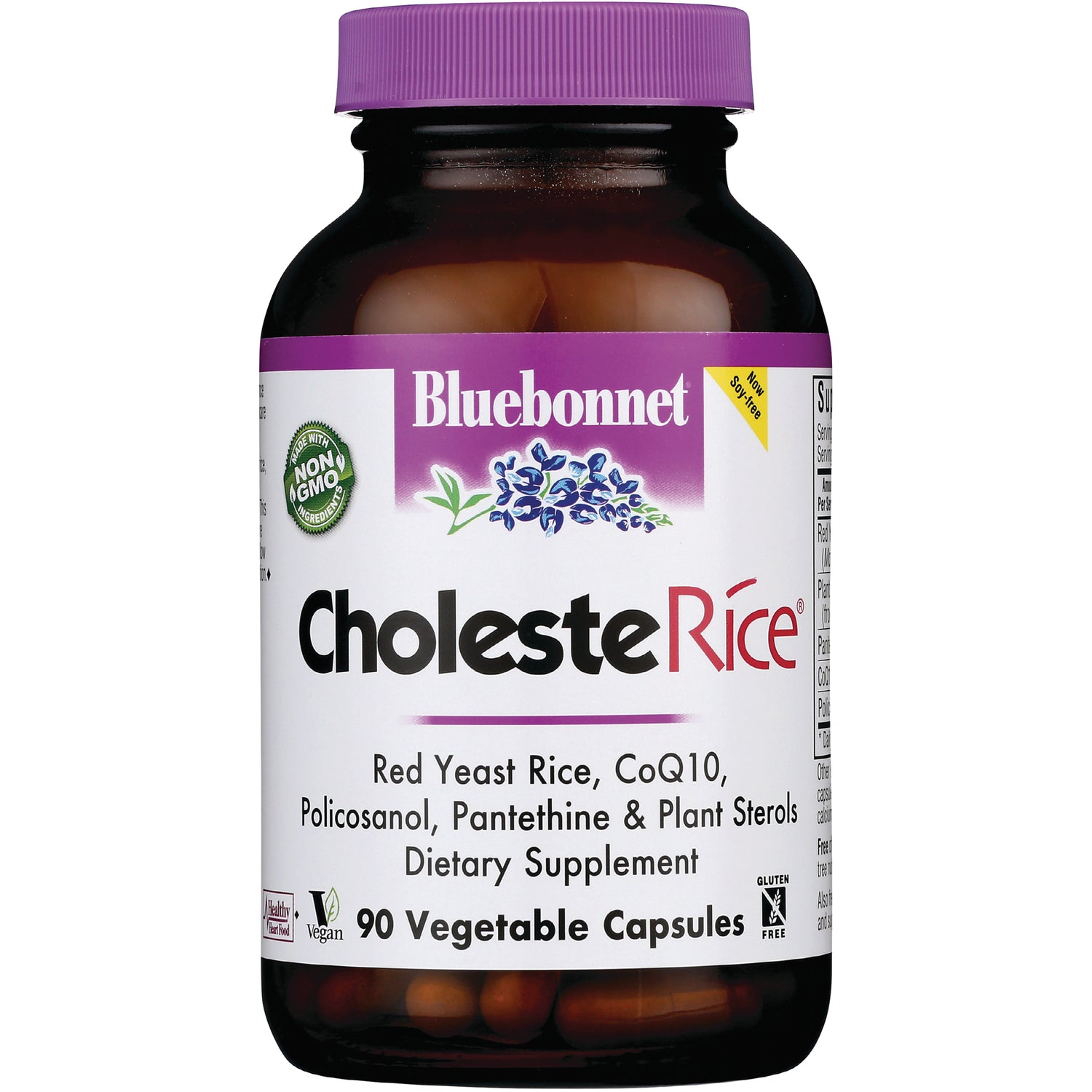 BLU070 | Bluebonnet CholesteRice dietary supplement bottle labeled 90 vegetable capsules