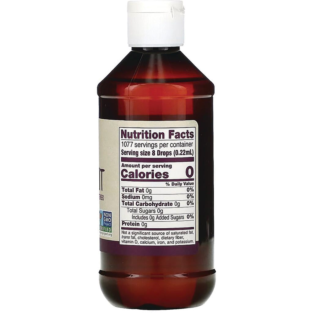 NWF1392 | Back of amber supplement bottle showing Nutrition Facts label with serving size 8 Drops (0.22 mL) and Calories 0 - Thumbnail