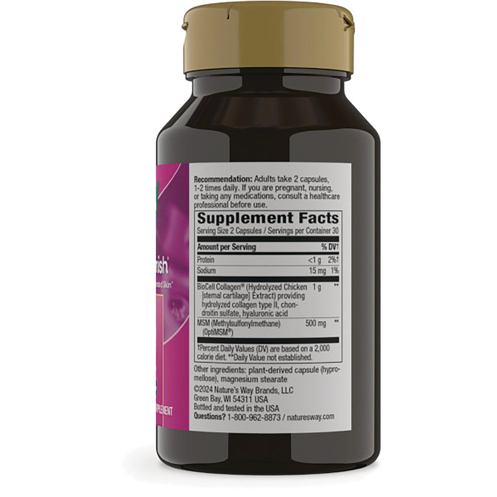 NW625 | back of brown supplement bottle showing Supplement Facts label and recommended dosage - Thumbnail