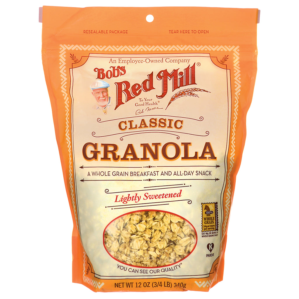 BOB076 | Bob's Red Mill Classic Granola lightly sweetened resealable pouch with window showing granola - Thumbnail