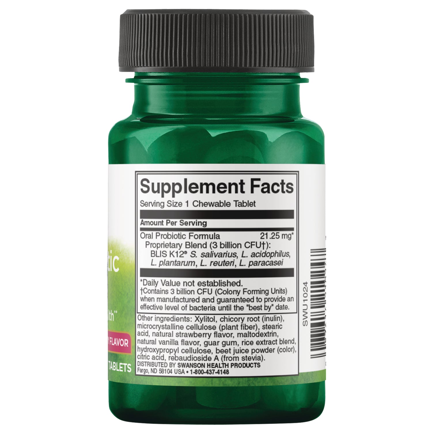 SWU1024 | Back label with supplement facts and serving information