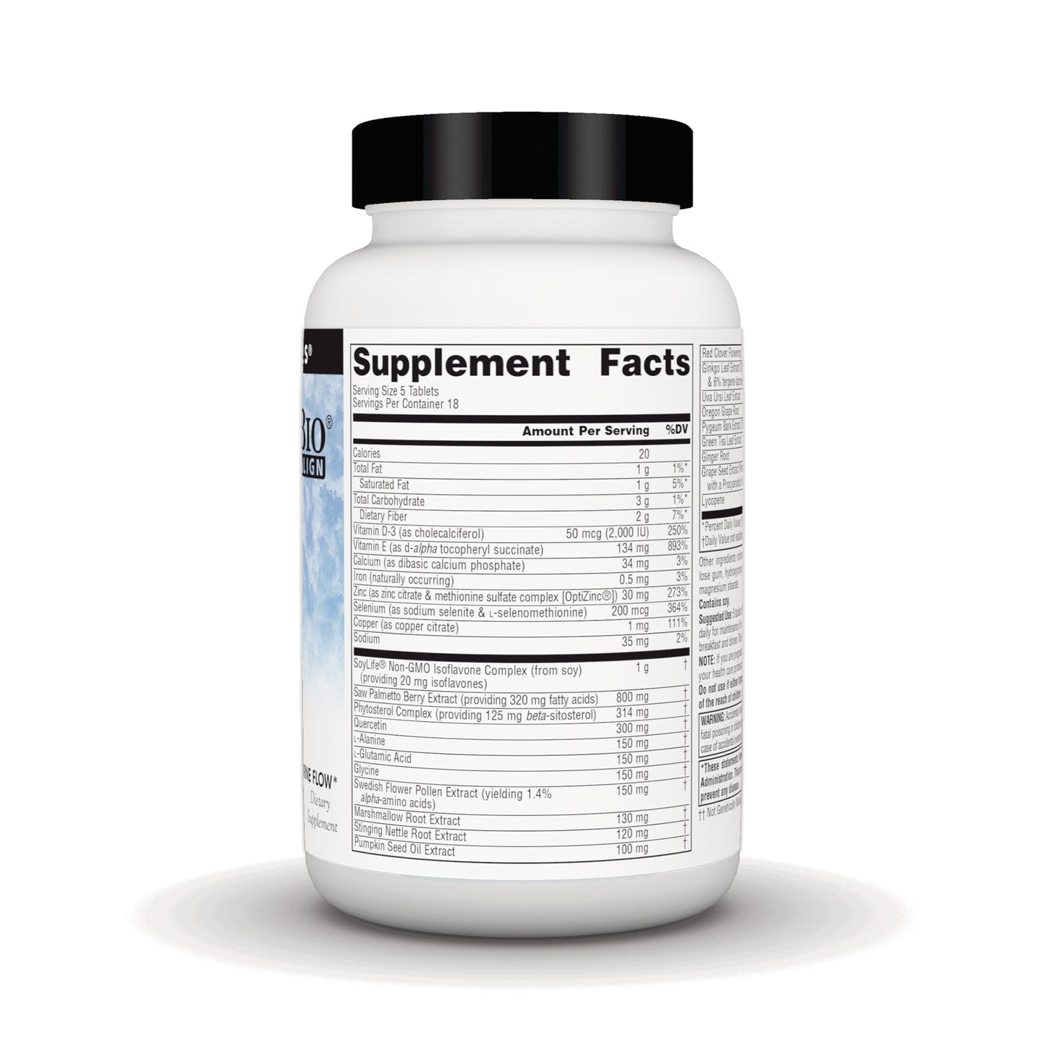 SN972 | Supplement bottle back with Supplement Facts panel and nutrition information