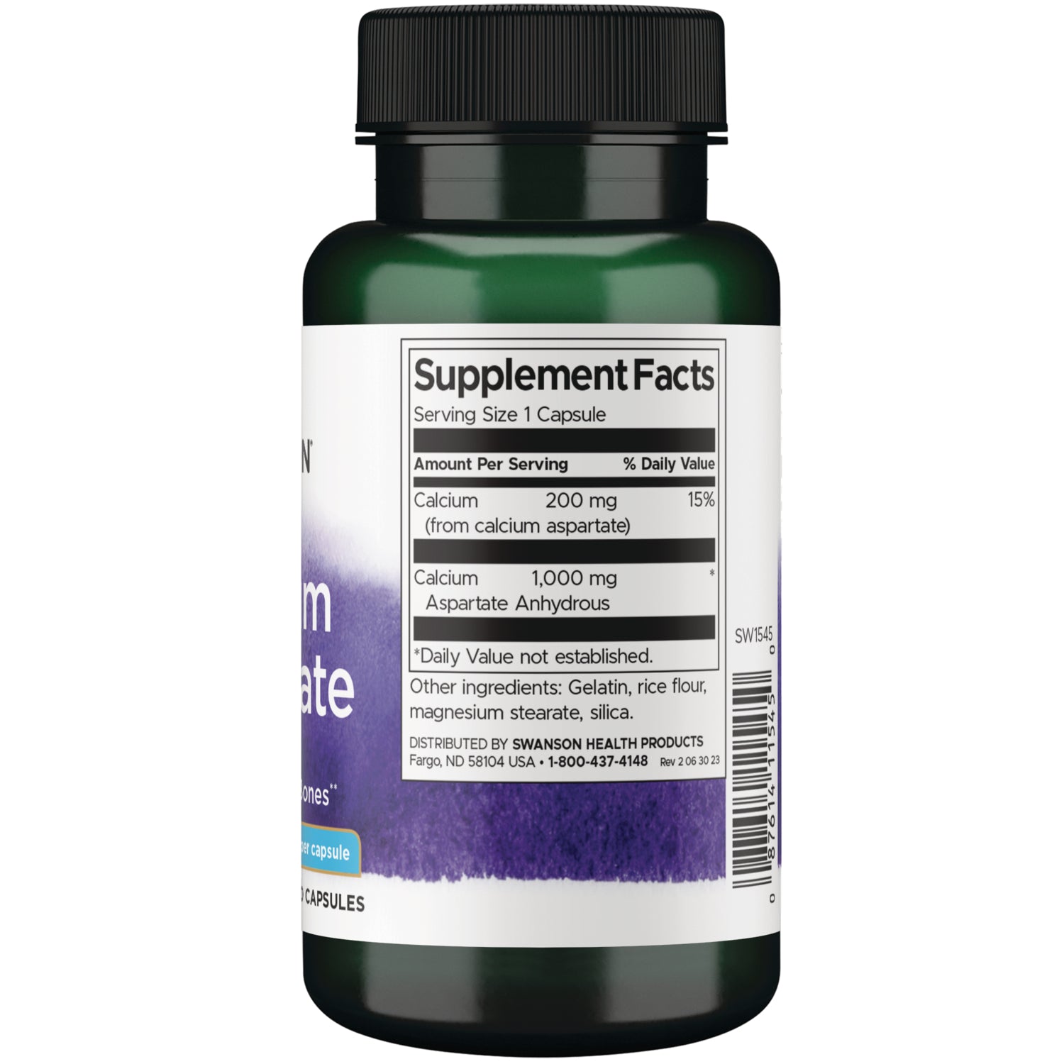 SW1545 | Back label with Supplement Facts