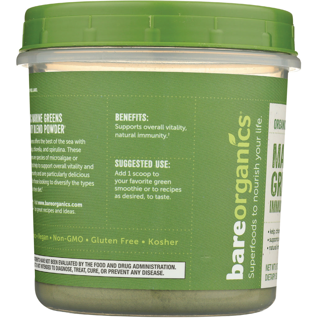 BOR012 | green tub label showing benefits and suggested use for marine greens powder, includes Benefits and Suggested Use text - Thumbnail