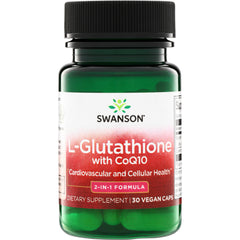 SWU746 | Swanson L-Glutathione with CoQ10 bottle, 30 vegan caps, 2-in-1 formula for cardiovascular and cellular health