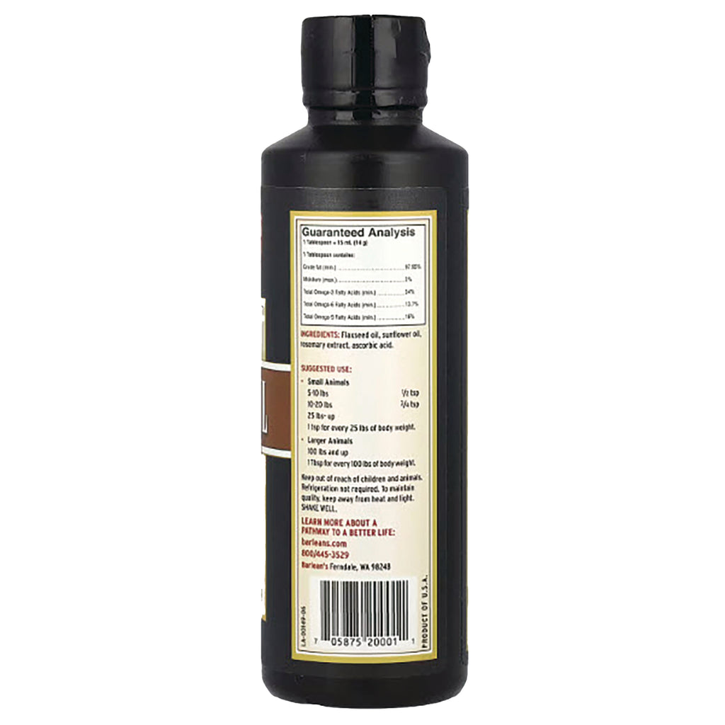 BAR019 | Back label of black bottle showing Guaranteed Analysis, ingredients, suggested use and barcode - Thumbnail