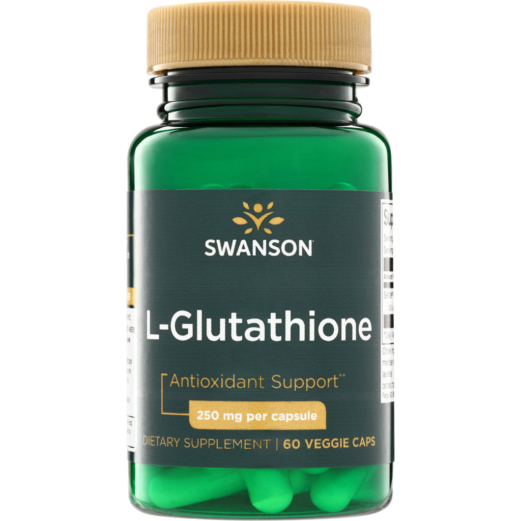 SWU1091 | Swanson L-Glutathione supplement bottle, Antioxidant Support, 250 mg per capsule, 60 veggie caps - Thumbnail