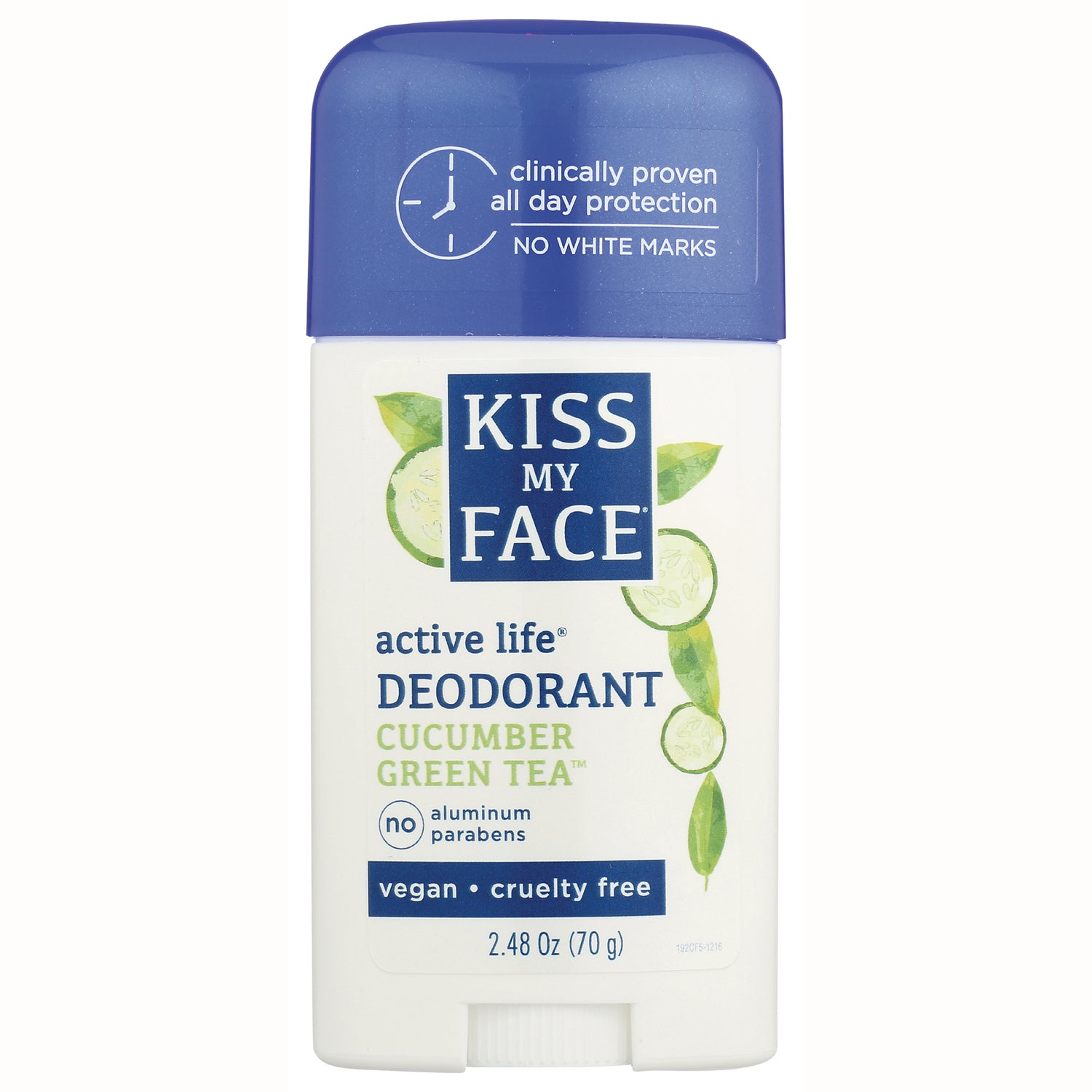 KMF124 | Kiss My Face Active Life deodorant stick cucumber green tea front label 2.48 oz vegan cruelty free