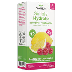 SW1940 | Swanson Simply Hydrate Electrolyte Hydration Mix, Raspberry Lemonade flavor, 8 stick packs, sugar free
