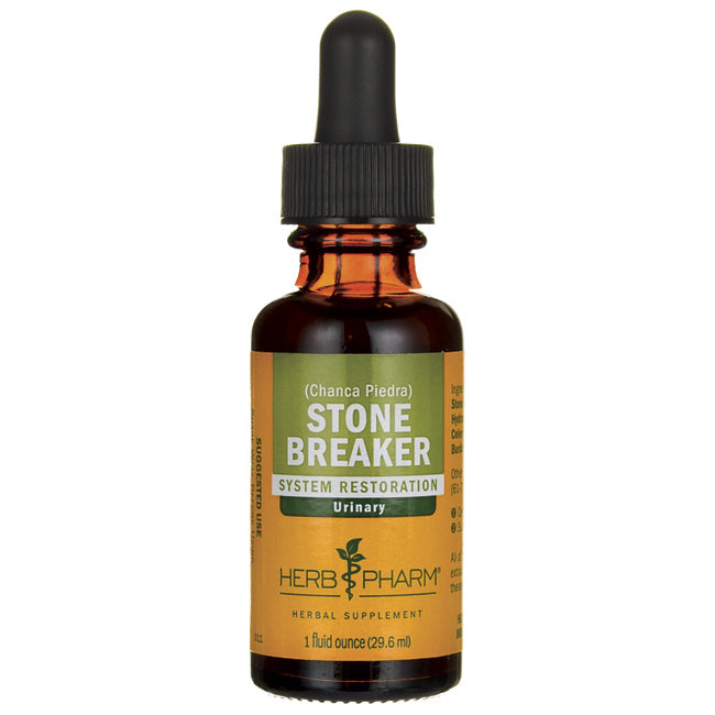 HPH065 | Amber glass dropper bottle labeled STONE BREAKER herbal supplement by Herb Pharm, 1 fluid ounce