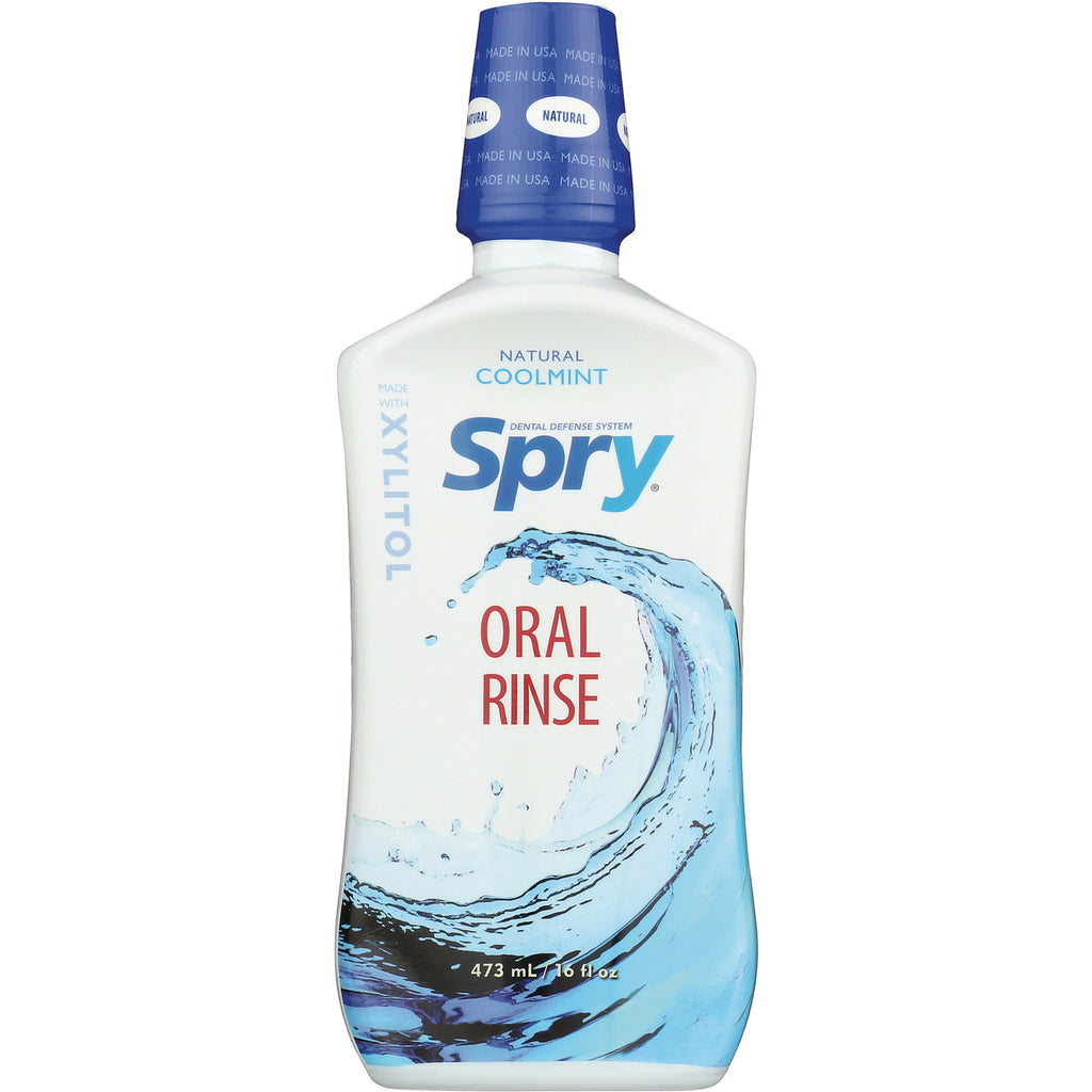 XL031 | Spry Natural Coolmint Oral Rinse with xylitol, 473 mL bottle front - Thumbnail