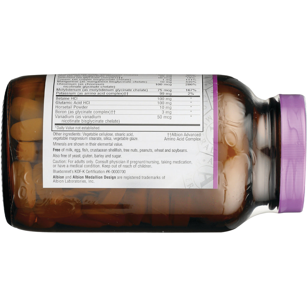 BLU081 | Back label showing supplement facts and ingredient panel on amber pill bottle with purple cap - Thumbnail
