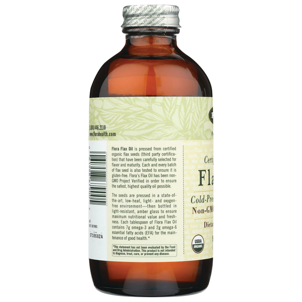 FL112 | back label of amber glass bottle showing product text, barcode, and USDA organic seal - Thumbnail
