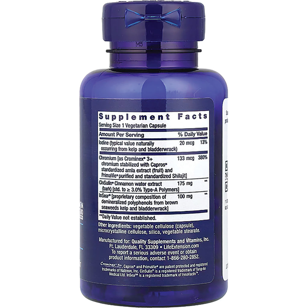LE081 | Rear of blue supplement bottle showing Supplement Facts label and ingredient and manufacturer text - Thumbnail