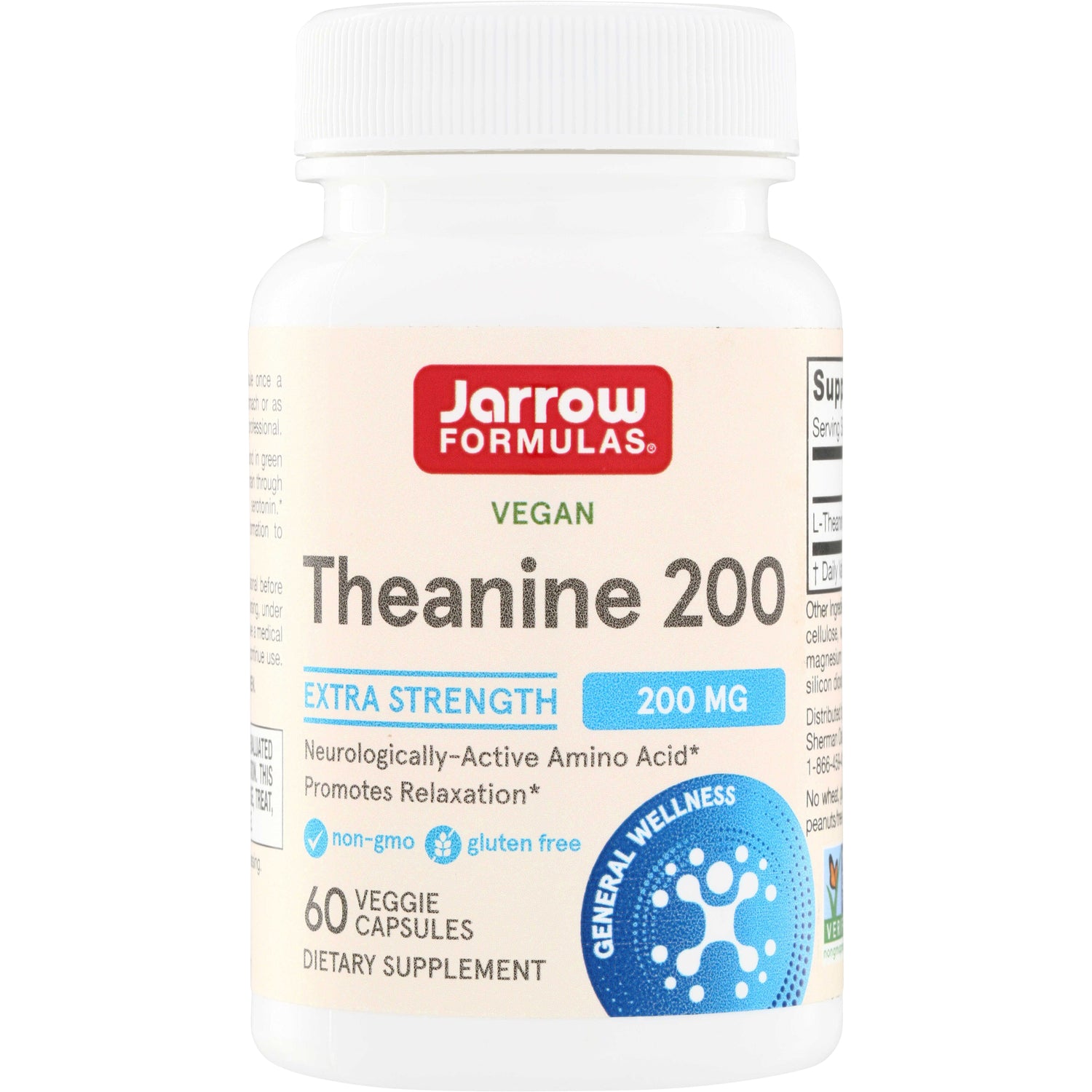 JR331 | Jarrow Formulas Theanine 200 Extra Strength 200 mg, 60 veggie capsules