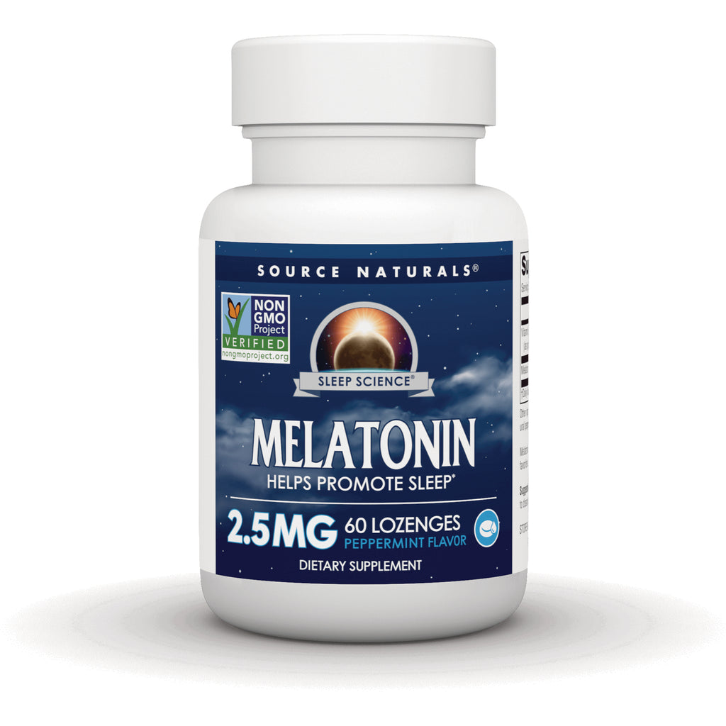 SN121 | Source Naturals Sleep Science Melatonin 2.5 mg, 60 lozenges, peppermint flavor, Non-GMO Project Verified - Thumbnail