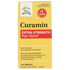 EUR026 | Curamin Extra Strength pain relief yellow box with Terry Naturally logo, 120 tablets