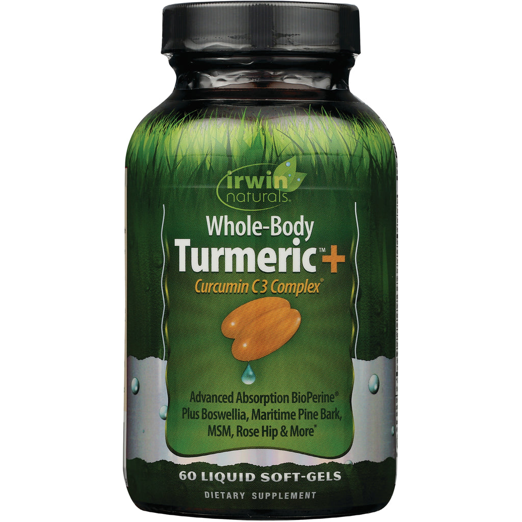 IR114 | Irwin Naturals Whole-Body Turmeric+ Curcumin C3 Complex bottle, 60 liquid soft-gels front label - Thumbnail