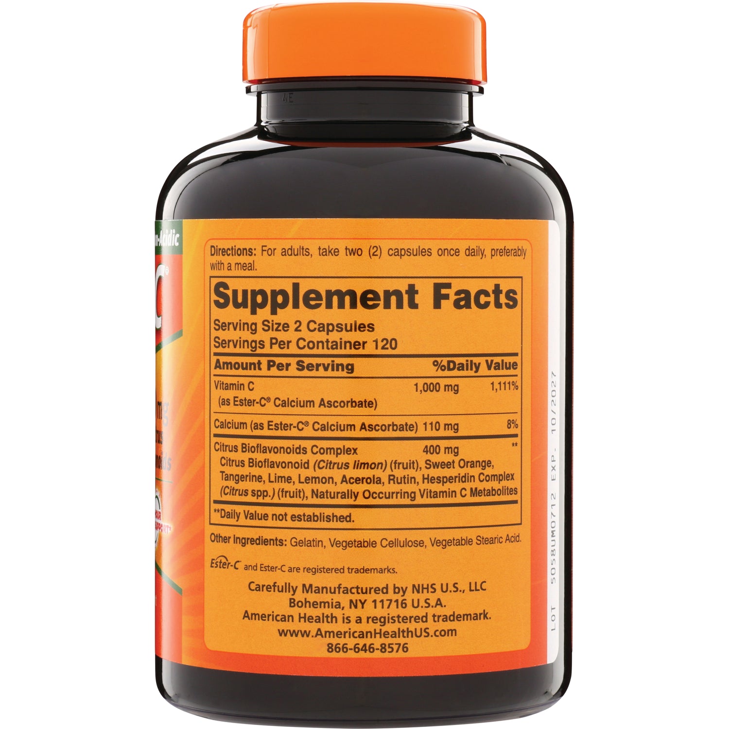 AM089 | Back label showing Supplement Facts panel, serving size 2 capsules