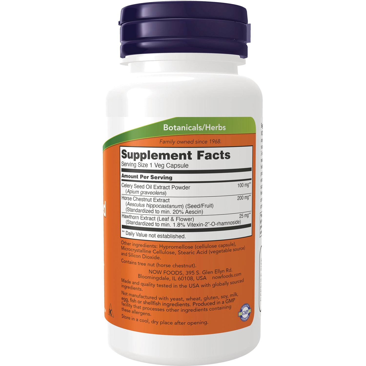 NWF118 | Back label of white supplement bottle showing Supplement Facts panel and ingredients