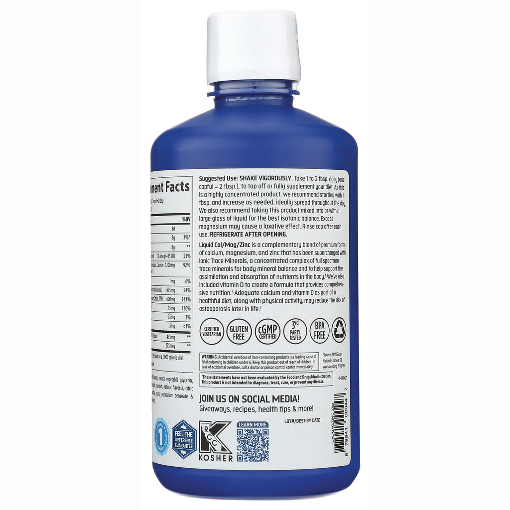 TM016 | Back label with supplement facts, SHAKE VIGOROUSLY, icons for Gluten Free, cGMP, 3rd Party Tested, BPA Free - Thumbnail