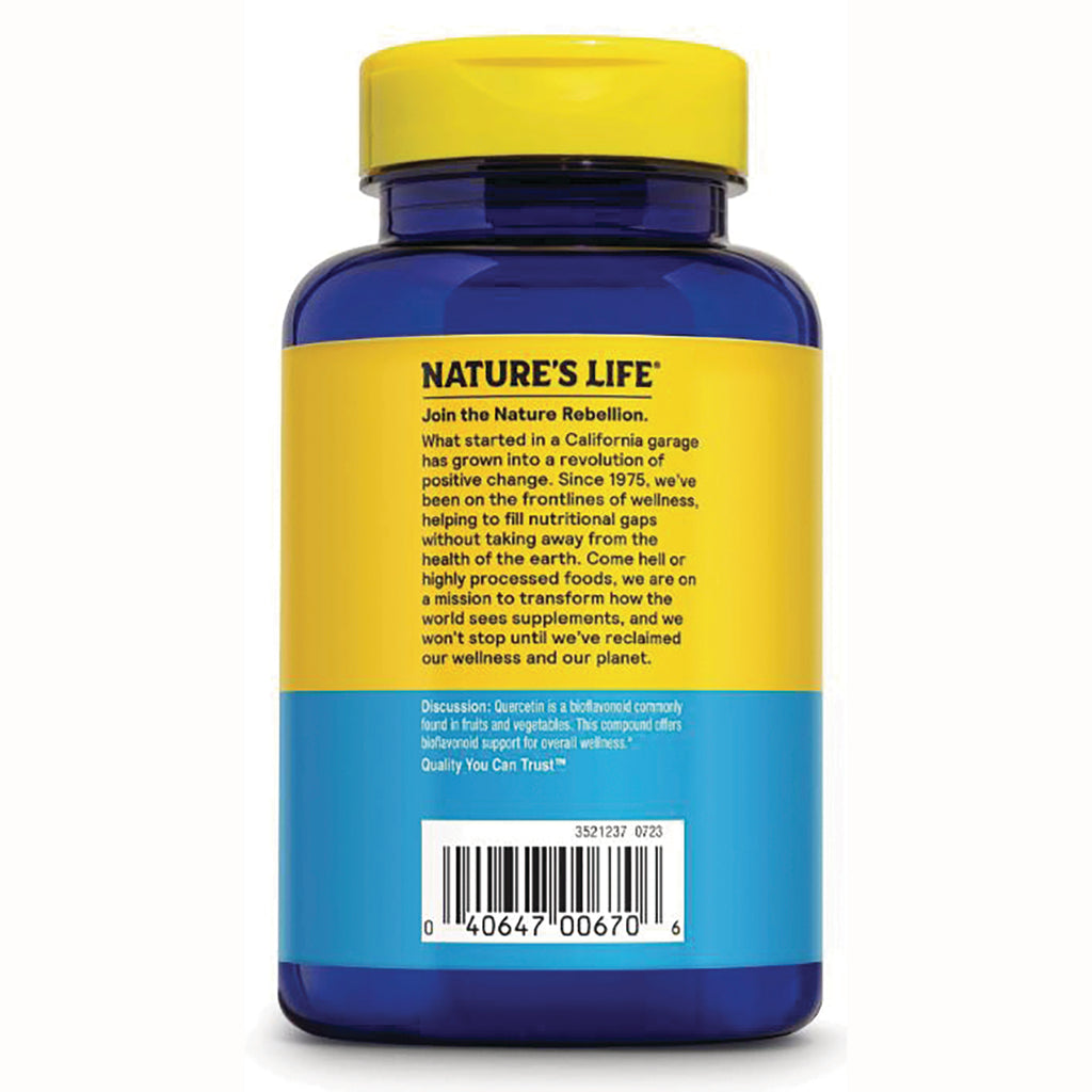 NSL062 | back of blue supplement bottle with yellow label reading NATURE'S LIFE, small ingredient text and barcode - Thumbnail