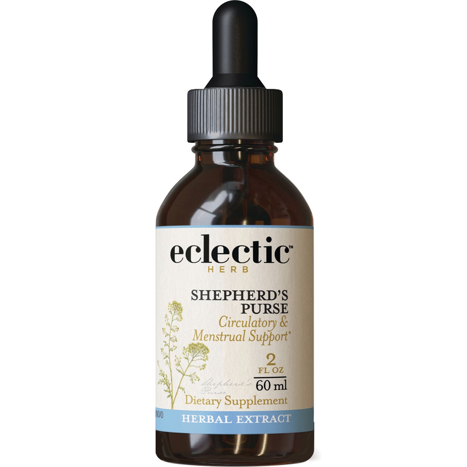 EC017 | Eclectic Herb Shepherd's Purse herbal extract dropper bottle labeled Circulatory & Menstrual Support 2 fl oz 60 ml