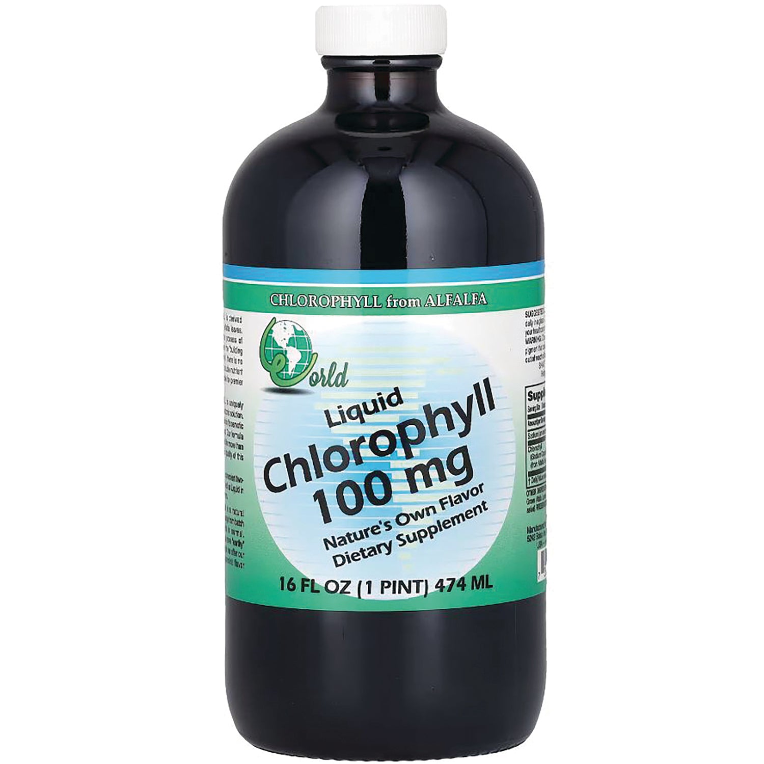 WOG007 | World Organic Liquid Chlorophyll 100 mg, 16 fl oz bottle