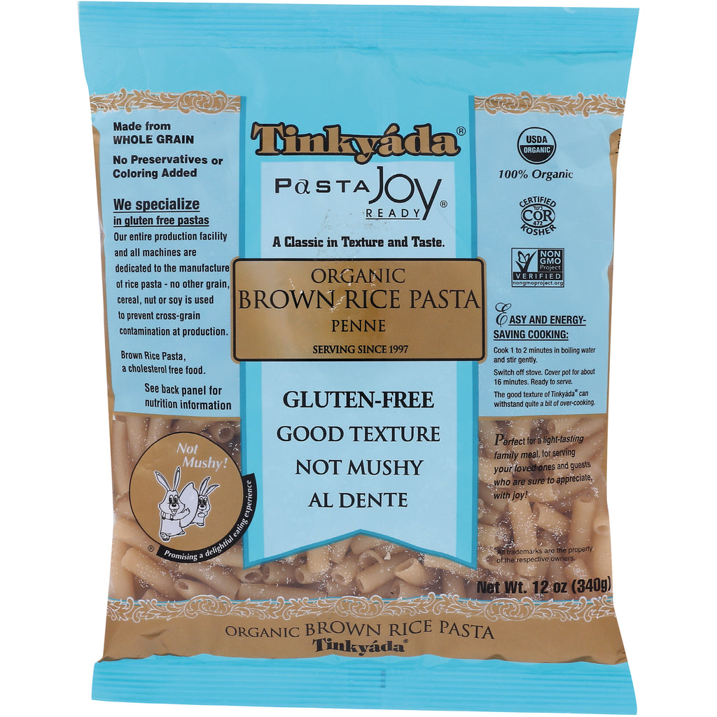 TKY003 | Tinkyada Pasta Joy Organic Brown Rice Penne, 12 oz bag  GlutenFree, Good Texture, Not Mushy, Al Dente - Thumbnail