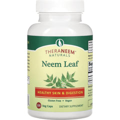 OGX017 | Theraneem Naturals Neem Leaf dietary supplement bottle front label, 120 veg caps, healthy skin & digestion