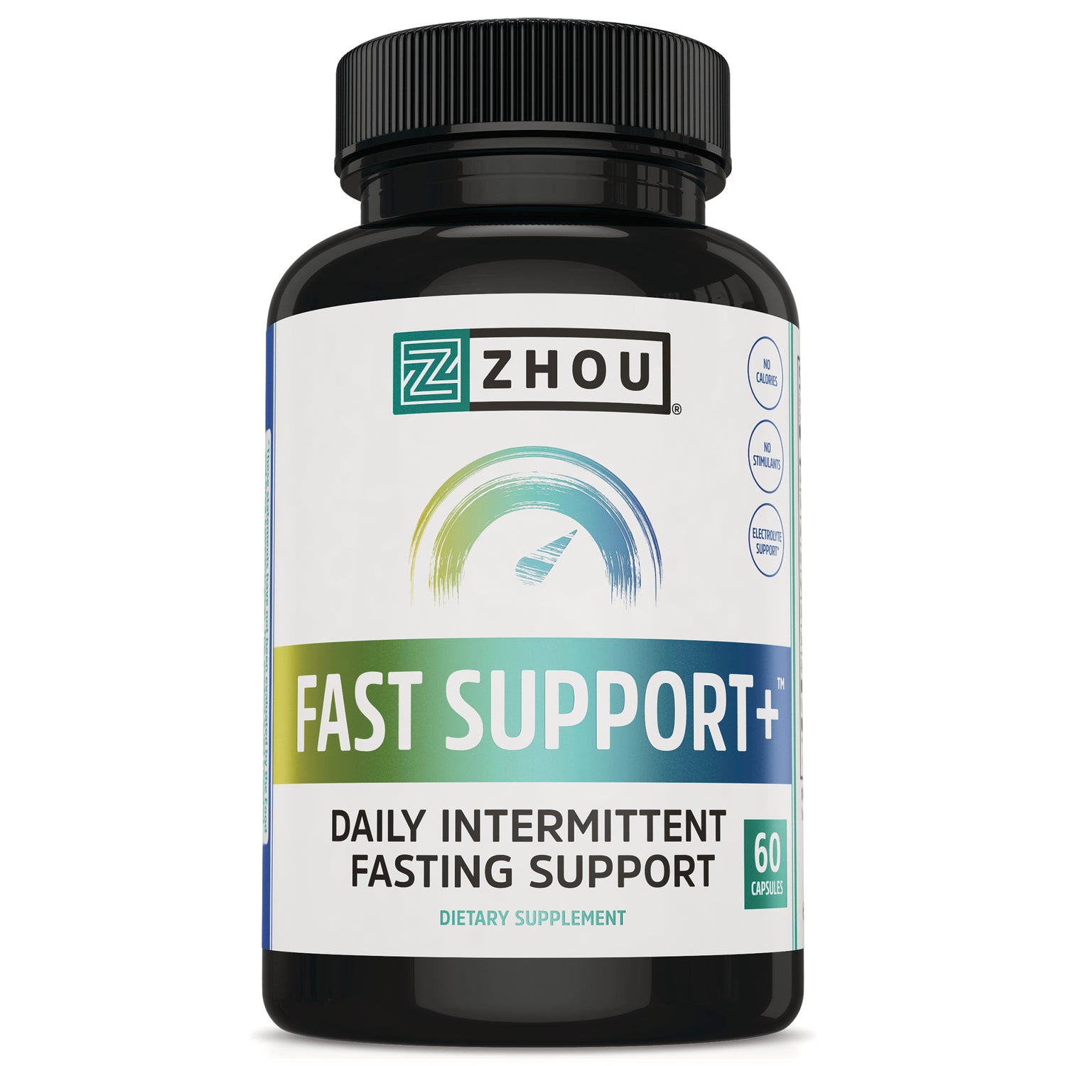 ZOU077 | Zhou Fast Support+ supplement bottle, Daily Intermittent Fasting Support, 60 capsules