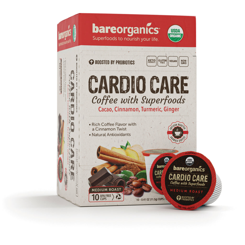 BOR015 | bareorganics Cardio Care coffee with superfoods box and K-Cup, medium roast, cacao cinnamon turmeric ginger - Thumbnail