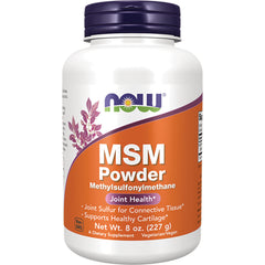 NWF1057 | NOW MSM Powder methylsulfonylmethane joint health supplement 8 oz white bottle with orange label