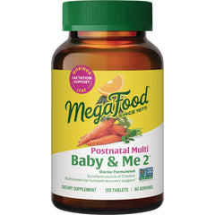 MGF103 | MegaFood Postnatal Multi Baby & Me 2 bottle front label, 120 tablets