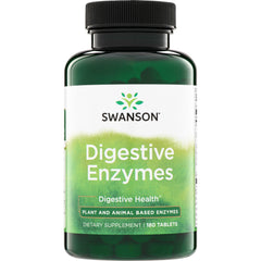 SW668 | Swanson Digestive Enzymes bottle, Digestive Health, plant and animal based enzymes, dietary supplement, 180 tablets