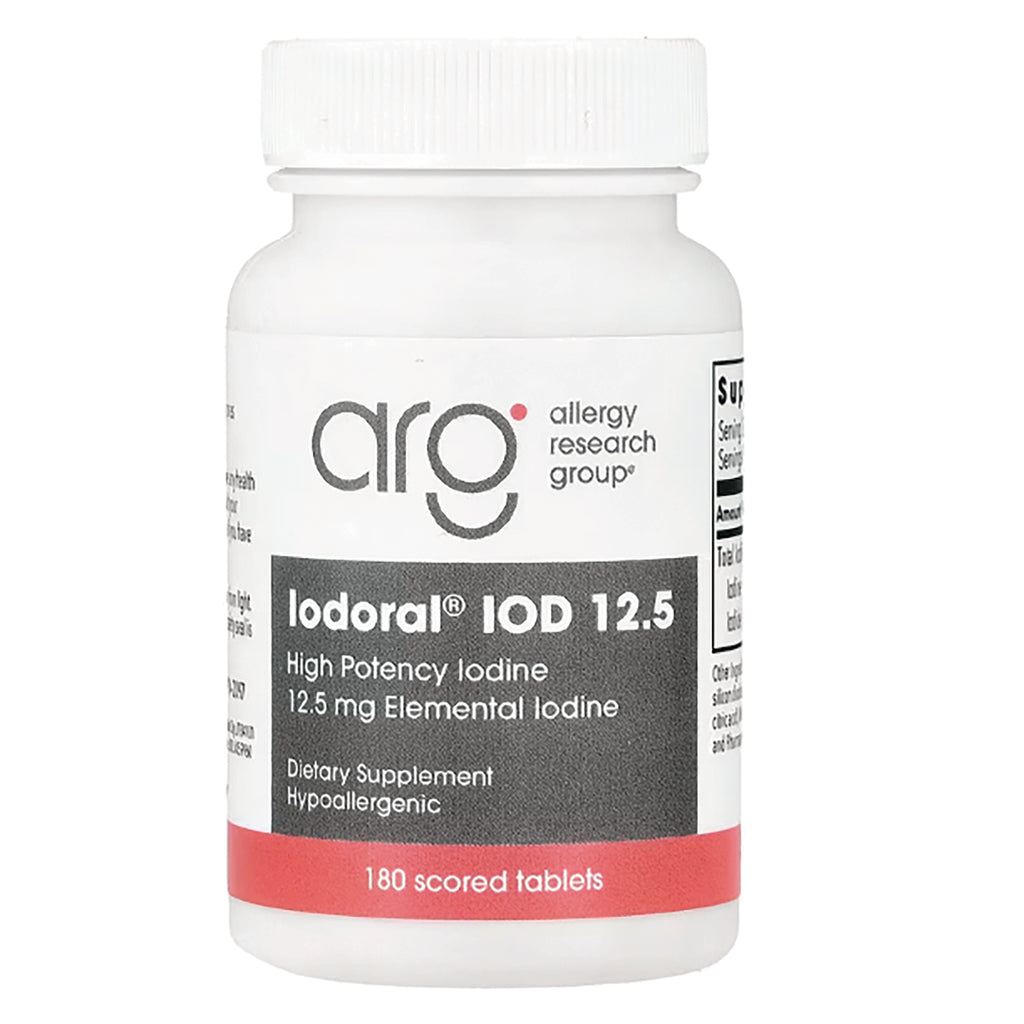 OPC002 | white supplement bottle labeled Iodoral IOD 12.5, high potency iodine 12.5 mg elemental iodine, 180 scored tablets - Thumbnail