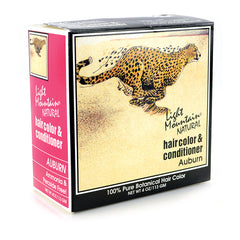 LTM009 | Light Mountain Natural haircolor & conditioner box, Auburn shade with leaping cheetah illustration