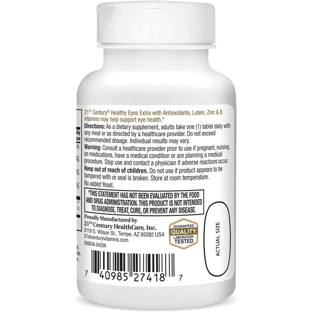 CNT274 | Back of white supplement bottle showing directions, warnings, barcode and actual size outline - Thumbnail