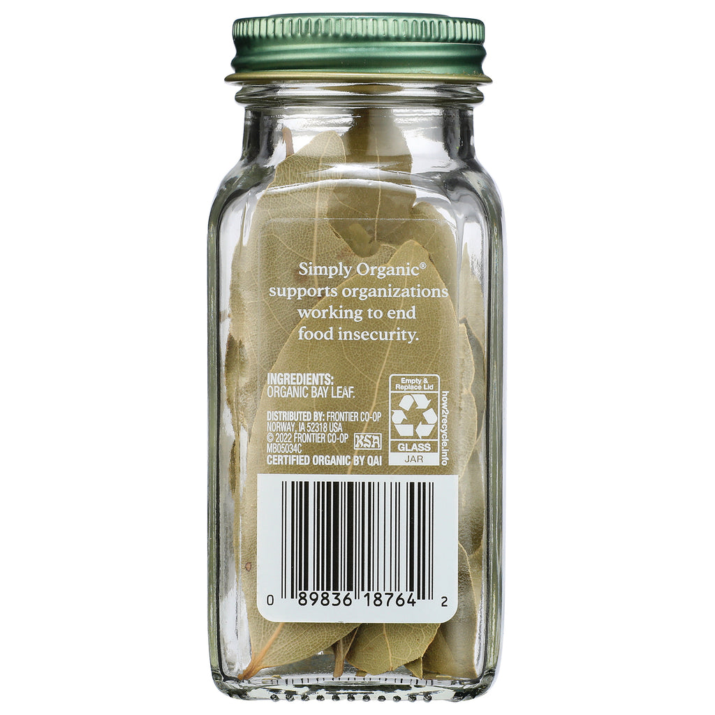SMP037 | Back label of Simply Organic Organic Bay Leaf jar with ingredients, barcode, and recycling info - Thumbnail