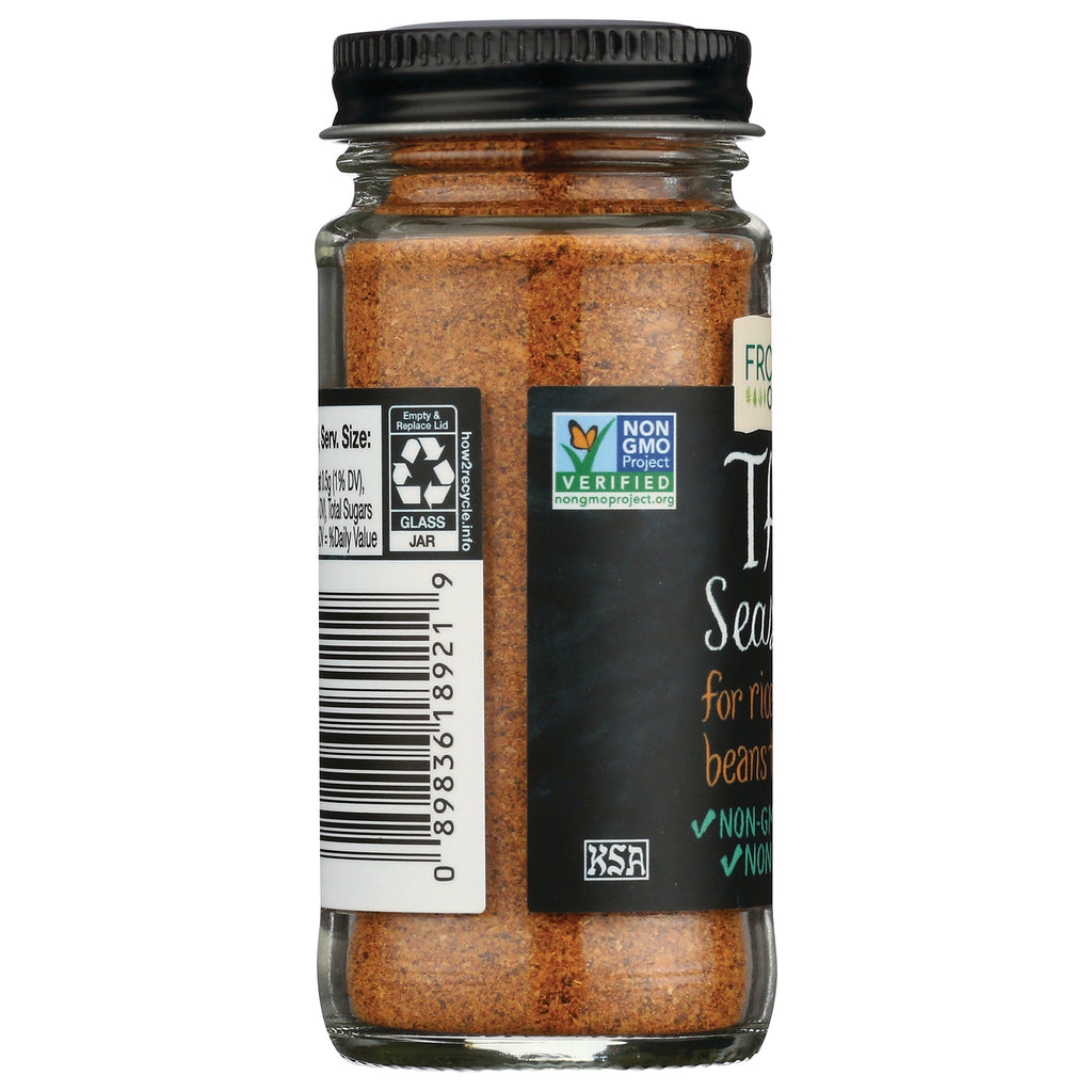FNP012 | jar side label showing barcode, Non GMO Project Verified logo and brown seasoning in a glass jar - Thumbnail