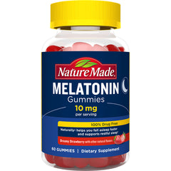 NTM128 | Nature Made Melatonin gummies 10 mg per serving, 60-count bottle, dreamy strawberry flavor