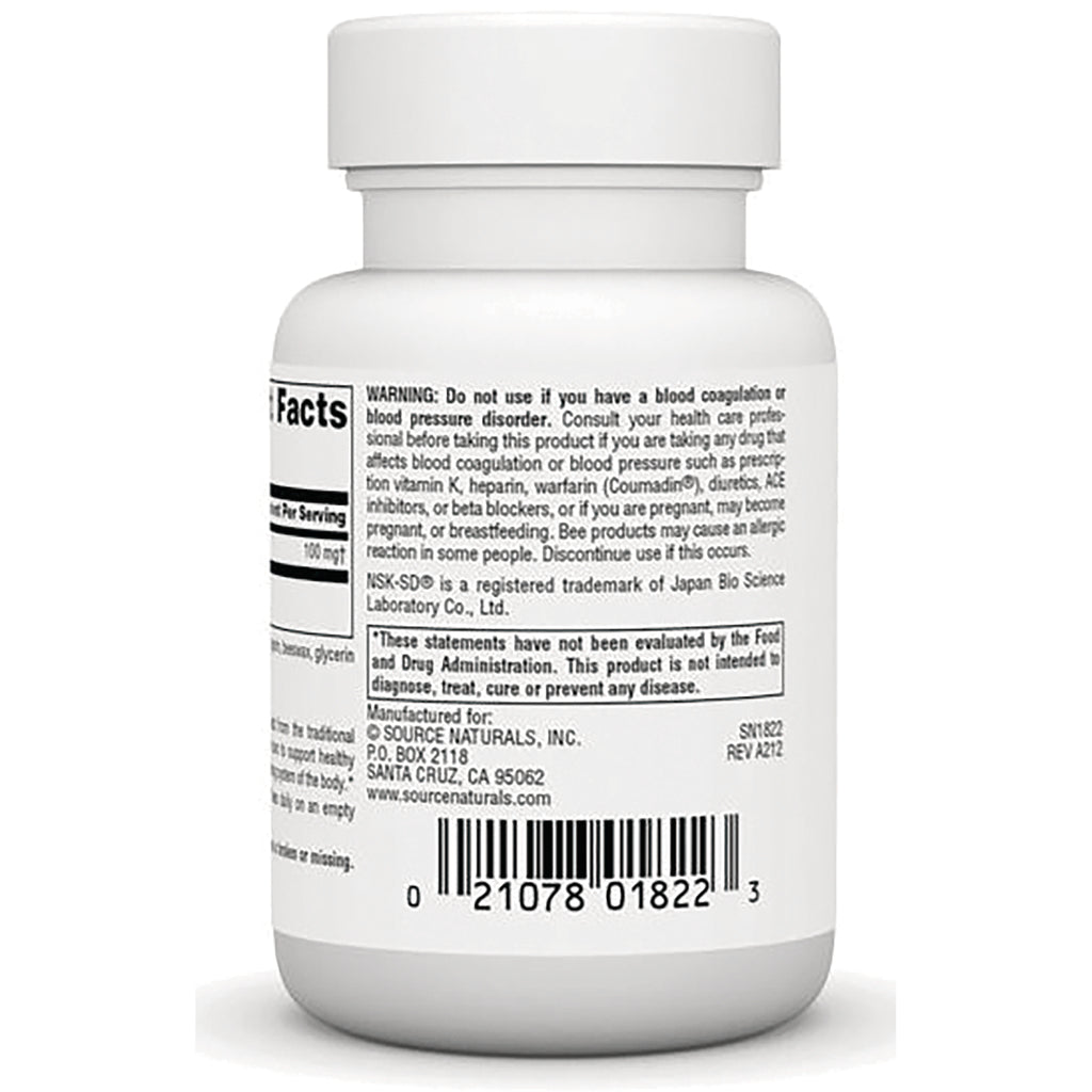 SN310 | Back label with Supplement Facts, warning text, and barcode on white bottle - Thumbnail