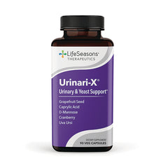 LSS010 | LifeSeasons Urinari-X urinary and yeast support supplement bottle with purple label, 90 veg capsules