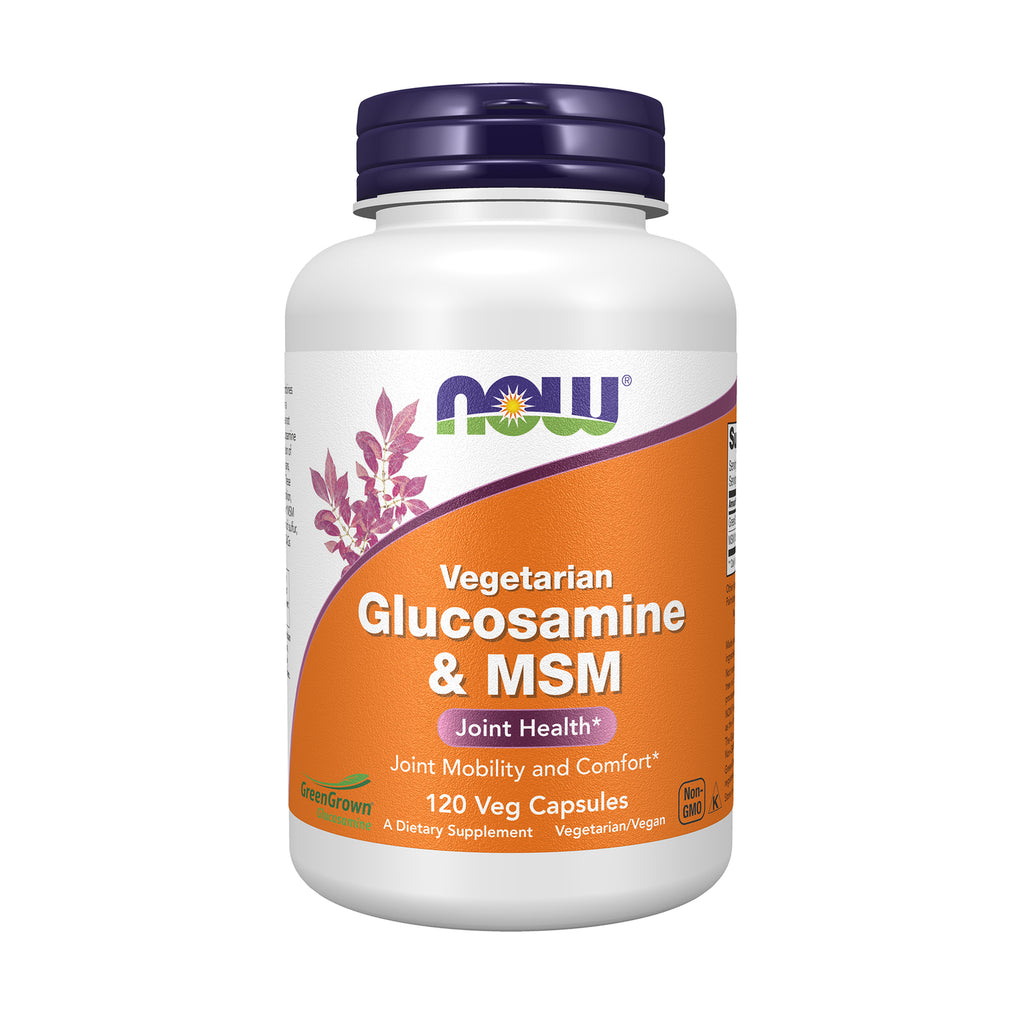 NWF889 | NOW Vegetarian Glucosamine & MSM bottle front label, 120 veg capsules - Thumbnail